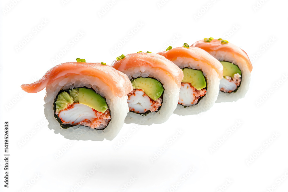 a sushi roll with salmon a sushi roll with salmon