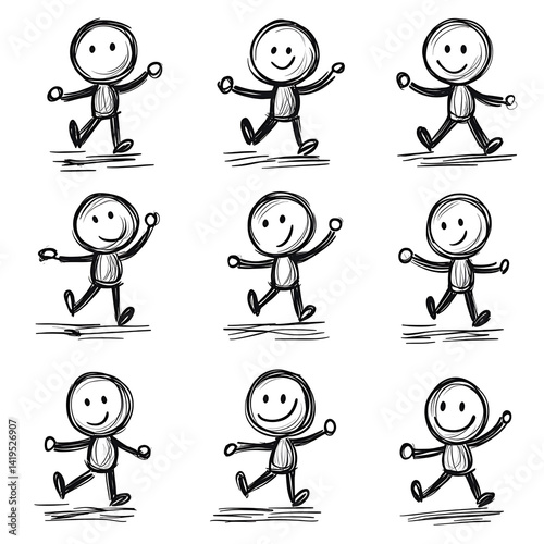 Simple stick figures in various poses
