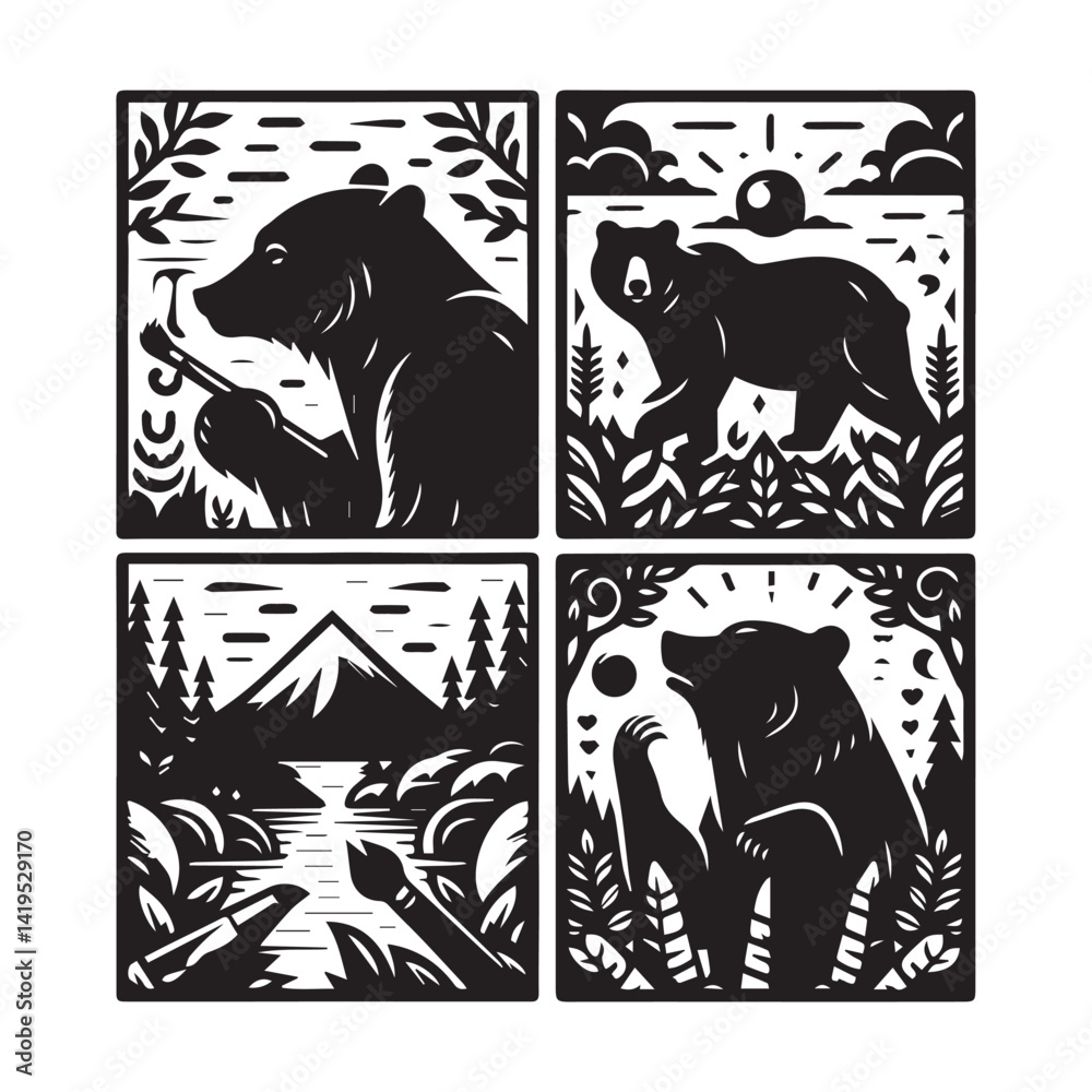 Obraz premium Cute Cartoon Teddy Bear with Number 4 and Magic Wand for Kids Birthday or Preschool Design