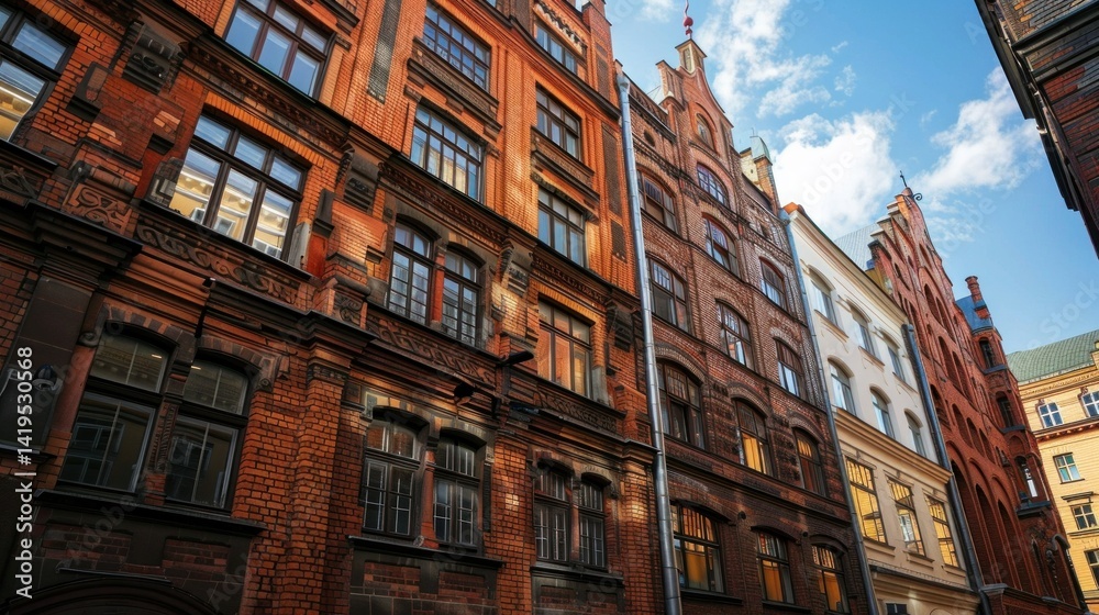 Fototapeta premium Urban environment with a mix of old and new architecture