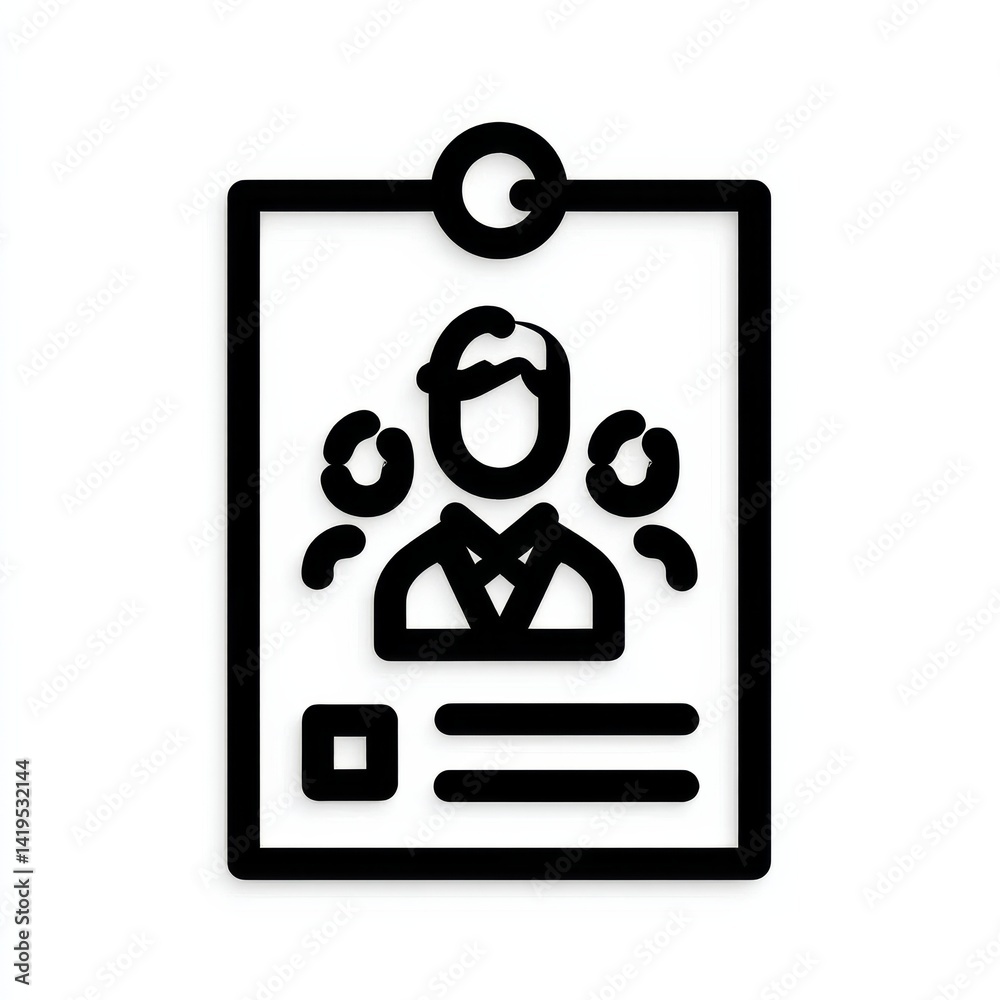 Identification badge with a group icon in black and white, employee ID access control.