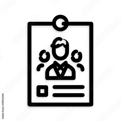 Obraz na płótnie Identification badge with a group icon in black and white, employee ID access control. w salonie