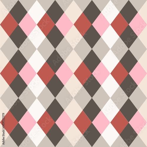 Seamless colorful abstract geometric square rhombuses pattern. Abstract triangle and diamond shapes background vector mosaic art for wallpaper, textile, surface, fashion, stationery, and wrapping.