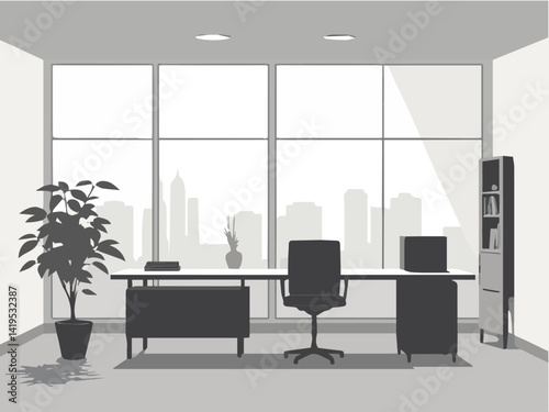 modern office interior with armchair