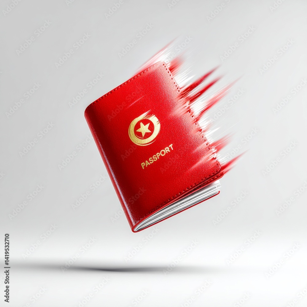 Passport to Freedom: A Journey of Travel and Exploration in Red with a Blurring Effect.