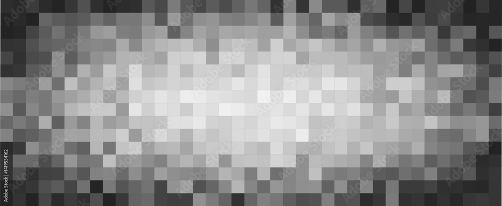 Censor blur, horizontal pixelated mosaic bar, large grayscale texture for censorship effect. Covers sensitive explicit content or private visuals. New content moderation. Vector illustration