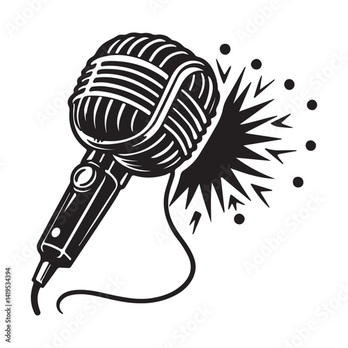 A microphone is in a circle with a microphone in the middle