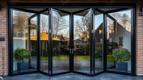 Modern black bi-fold patio doors