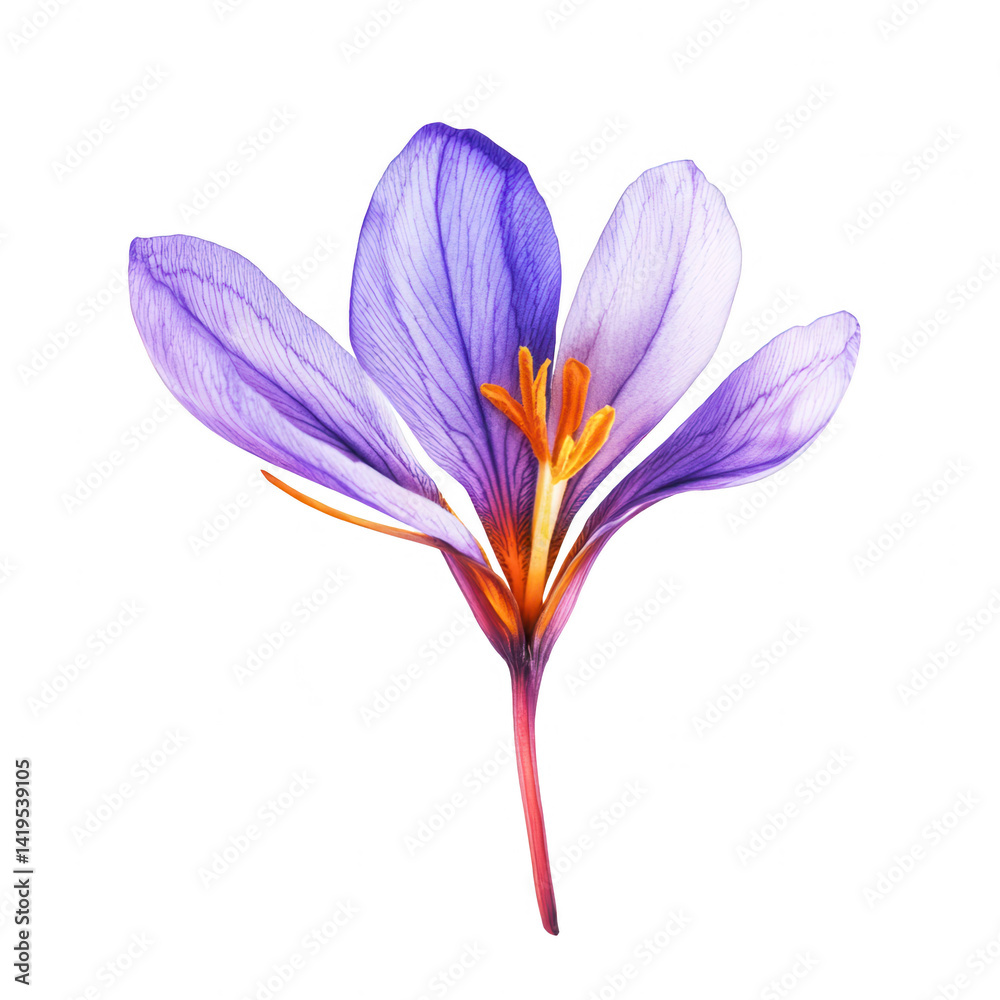 Naklejka premium Vibrant Purple Saffron Flower on a Black Background Showcasing Nature's Beauty