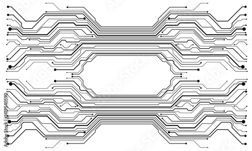 Technology Black lines circuit cyber pattern on white background vector