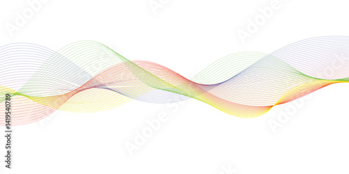 Abstract modern colorful wavy stylized blend liens on white background. Blending gradient colors. Digital frequency track equalizer. 