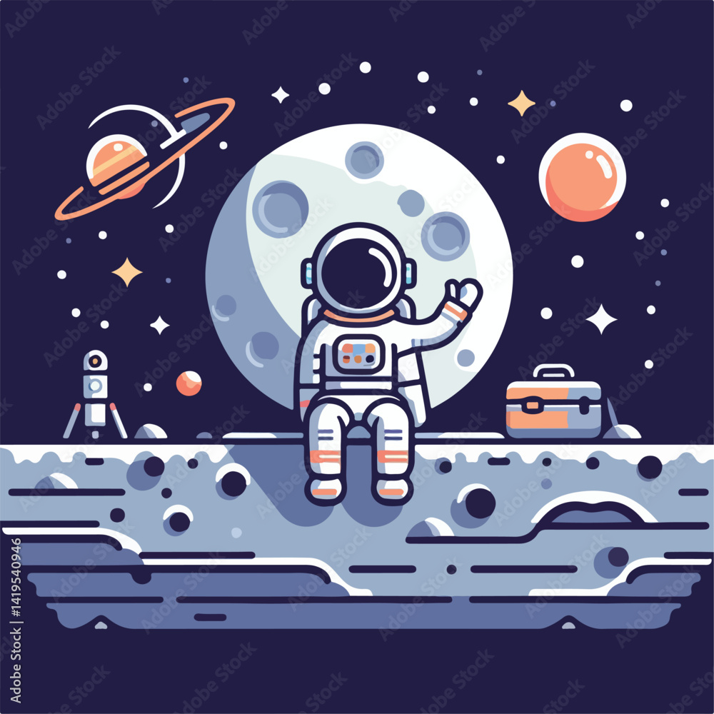 Naklejka premium vector image of astronaut in space