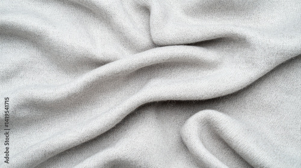 Fototapeta premium Soft light gray fabric texture with gentle wrinkles and waves