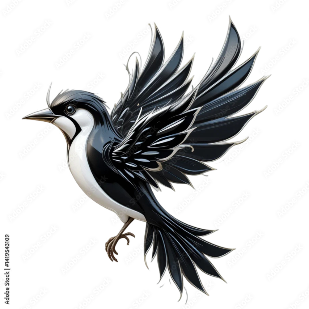 Obraz premium black 3D bird icon