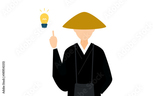 Simple illustration of a buddhist monk inspiring ideas
