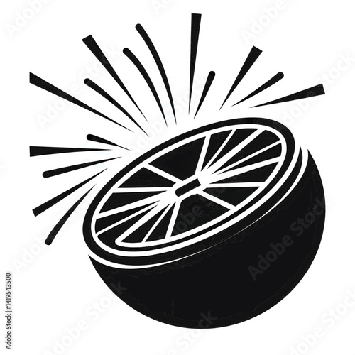 minimalist vector silhouette of Explosive Citrus Fruit