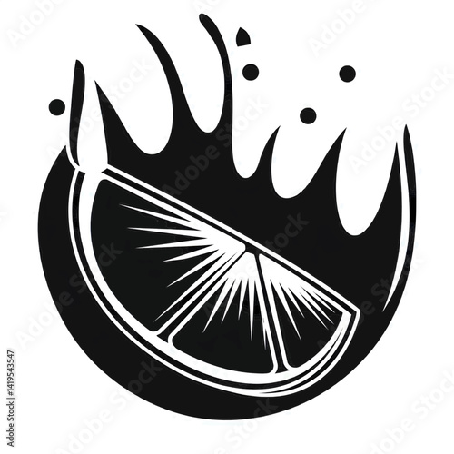 minimalist vector silhouette of Explosive Citrus Fruit