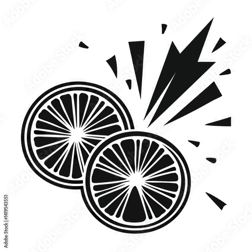 minimalist vector silhouette of Explosive Citrus Fruit