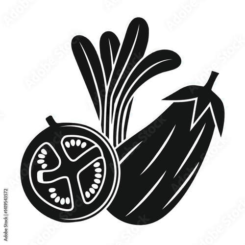 minimalist vector silhouette of Hydrated Fresh Vegetables