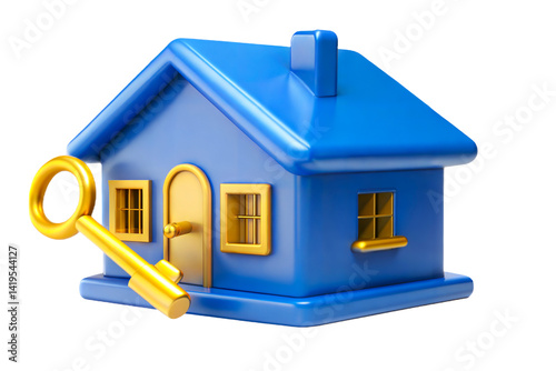 3d toy house isolated on white background or transparent background, 3d home cutout