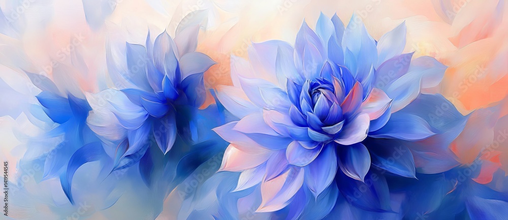 Obraz premium High-quality digital posters showcasing stunning, smooth, and vibrant abstract artwork featuring the beautiful wildflower cyanum segetum from the asteraceae family are ideal for modern home decor and
