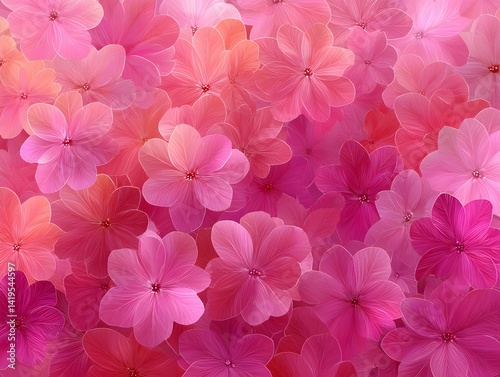 A vibrant and colorful collection of pink and magenta flowers creates a beautiful floral background pattern.