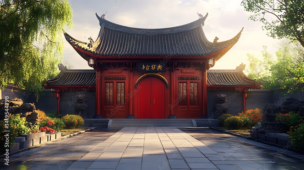 Vibrant dragon statues at sacred Asian temple high resolution picture Vibrant dragon statues at sacred Asian temple high resolution picture