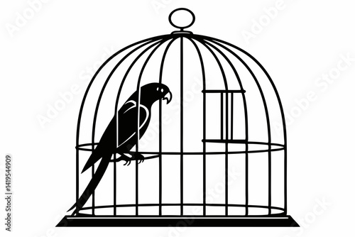 parrot cage silhouette black vector