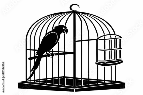 parrot cage silhouette black vector