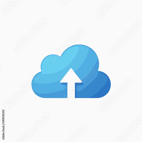 Cloud icon with upload arrow in a modern flat design  