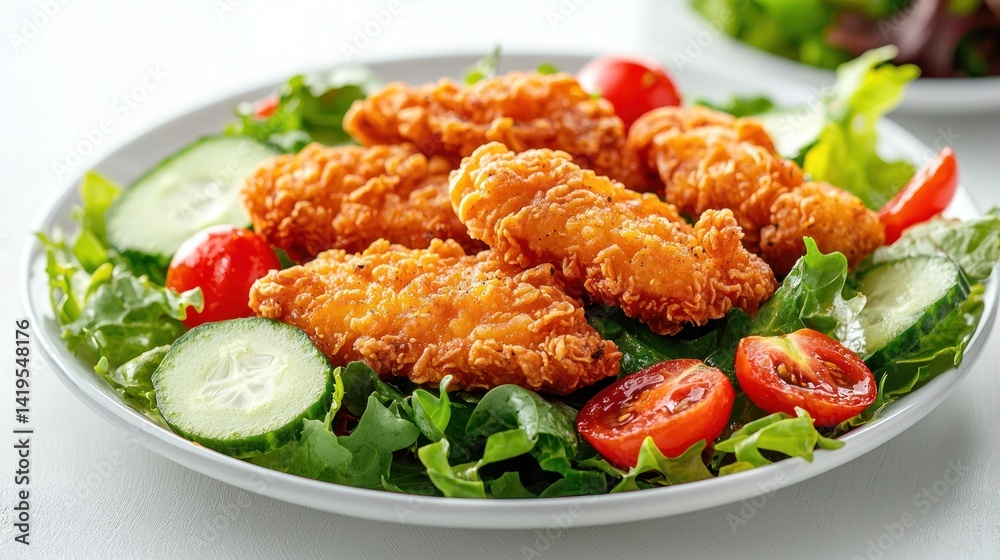 Crispy Chicken Tenders on a Fresh Salad Crispy Chicken Tenders on a Fresh Salad