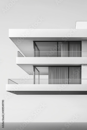 Minimalist White Modern Architecture with Clean Geometric Lines