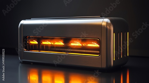 Obraz na płótnie Modern Electric Heater with Soft Glow and Elegant Design for Home Comfort and Warmth w salonie