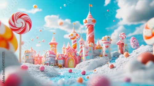 Whimsical Candy Castle in Pastel Colors