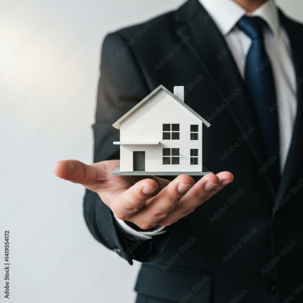 real estate agent holding house