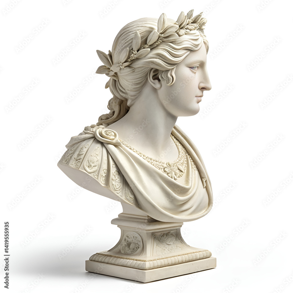 Obraz premium Ancient Greek marble sculpture of a woman's head.