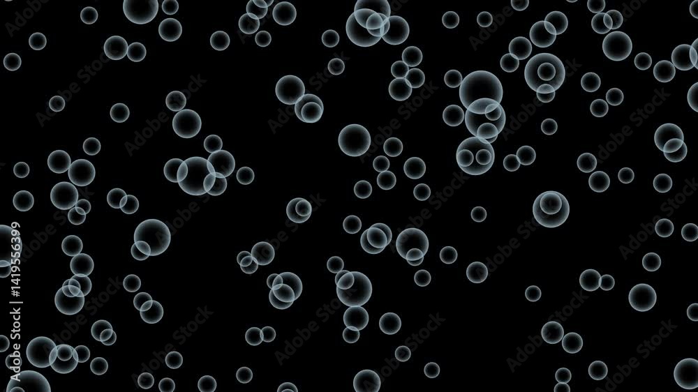 Animation blue soap bubble on black background. 4K.