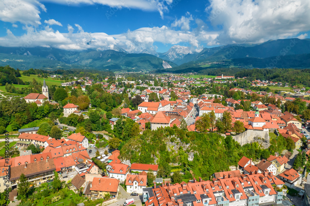Obraz premium Aerial view of Kamnik city in Slovenia