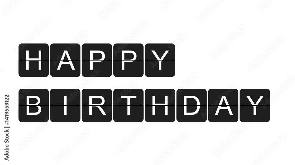 Happy Birthday Animation flip board with confetti. Video celebration. transparent background. Alpha channel, green screen, white background, black background in 4K. Happy Birthday Animation flip board with confetti. Video celebration. transparent background. Alpha channel, green screen, white background, black background in 4K.