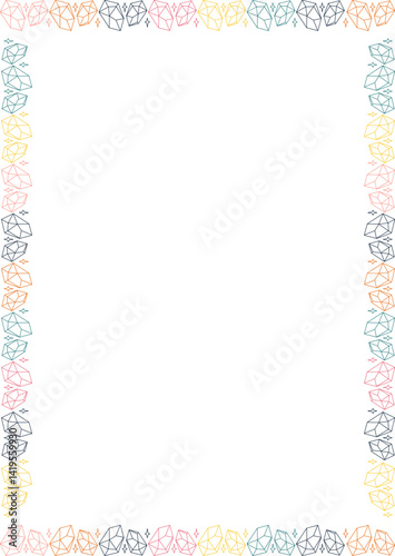 Magic crystal frame. Line art healing crystal template. Gemstone with empty space for your text