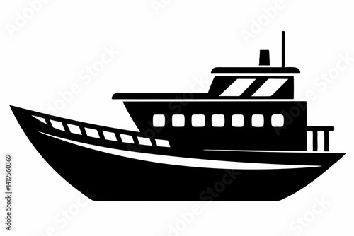 The boat silhouette black vector