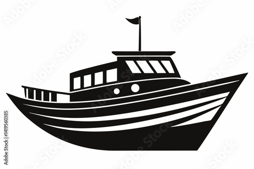 The boat silhouette black vector