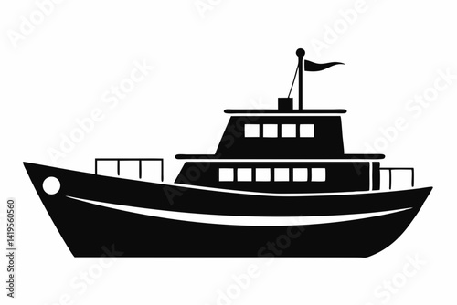 The boat silhouette black vector