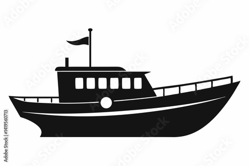 The boat silhouette black vector