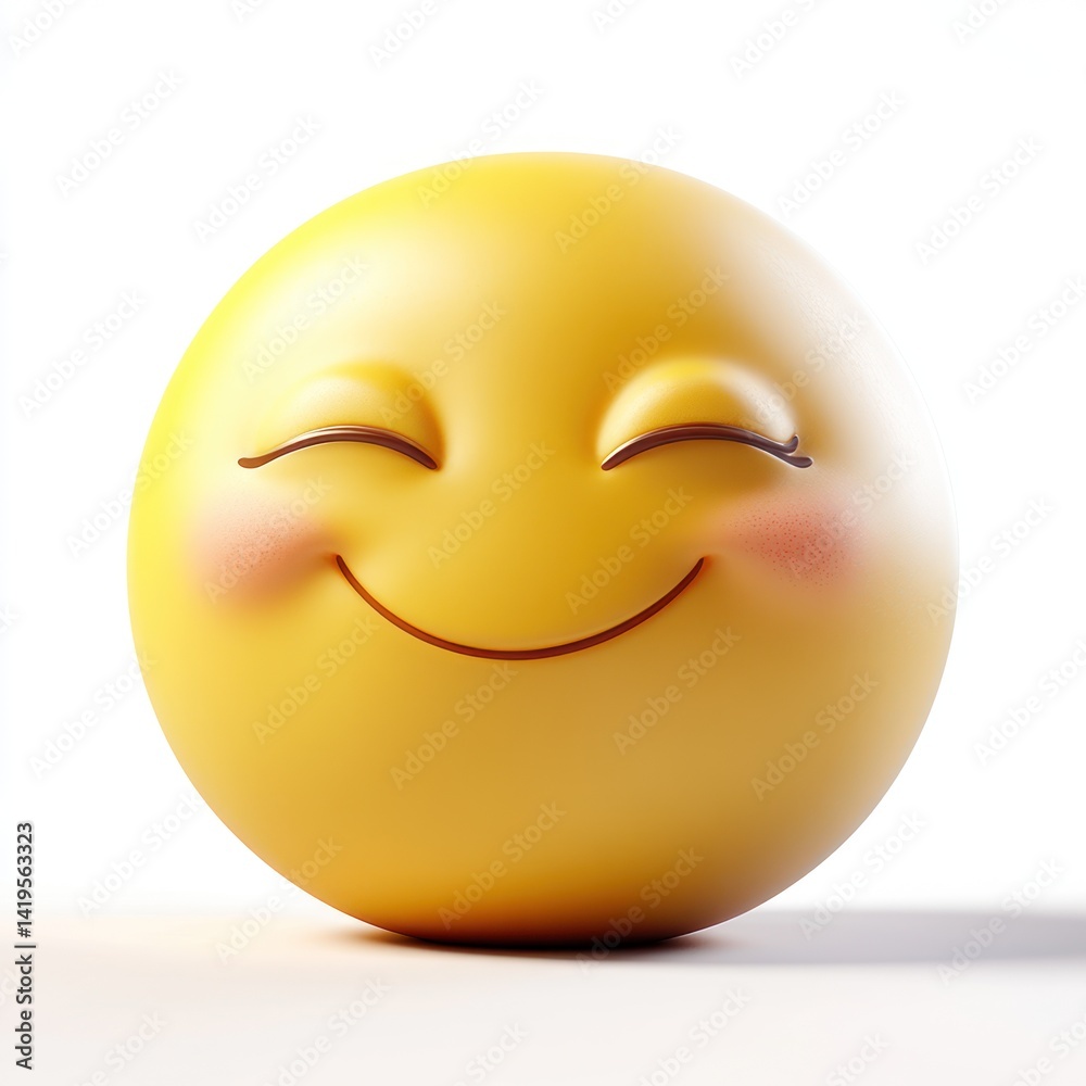Fototapeta premium Calm face emoji with eyes closed and peaceful smile