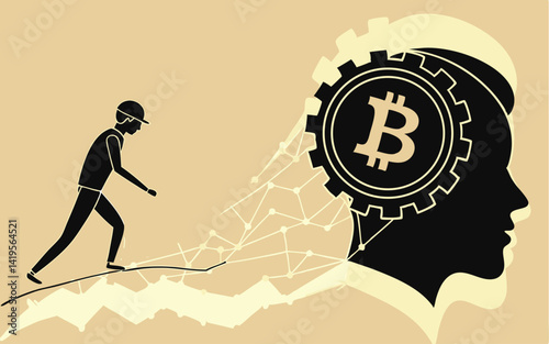 Bitcoin Investment Mind Power: Person Walking a Financial Growth Path	