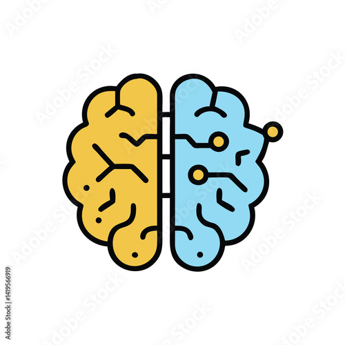 brain neural nodes on white background