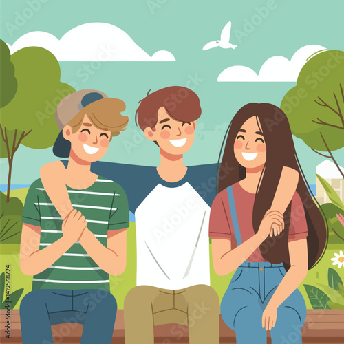 vector image of people embracing happily