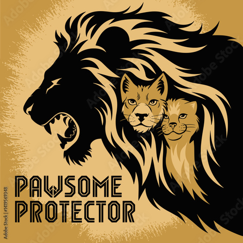 Bold pet protection logo featuring fierce silhouettes and typography to represent animal guardianship