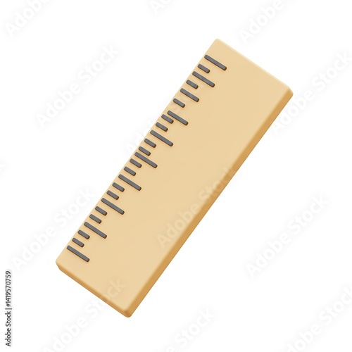 Beige mini ruler with markings